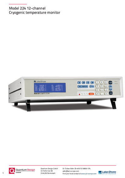 224 twelve channel cryogenic temperature monitor
