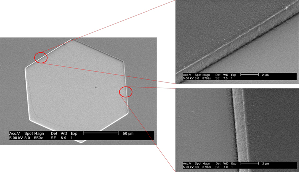 Edge roughness typically lies at 30 nm RMS