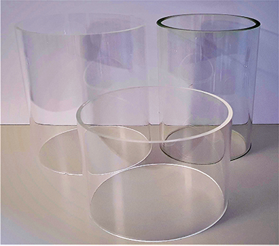 Glaszylinder und Implosionsschutze (Plexiglas)