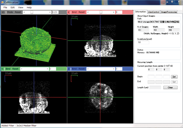 Image of a spheroid with the proprietary software