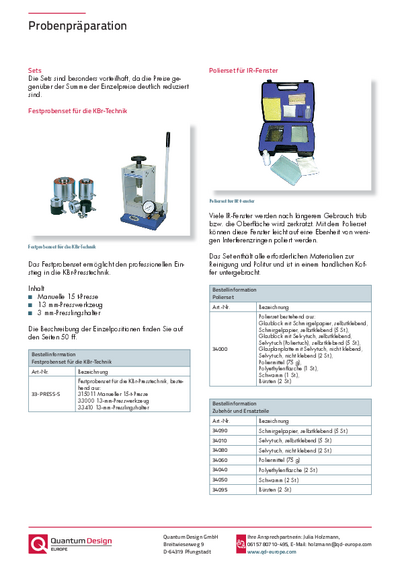 Festprobenset für KBr-Technik 