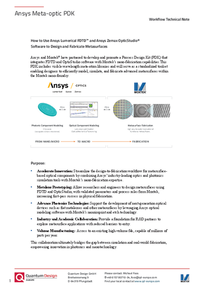 Ansys Meta-optic PDK Workflow Technical Note
