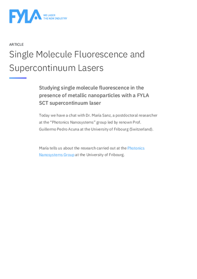 Article - Single Molecule Fluorescence and Supercontinuum Lasers