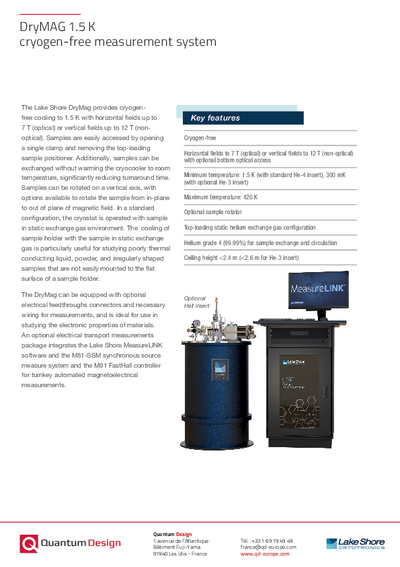 DryMAG 1.5 K Cryogen-free measurement system