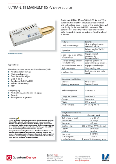 ULTRA-LITE MAGNUM 50 kV x-ray source