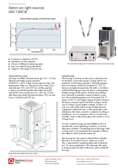 450 - 1200 W Xenon arc light source