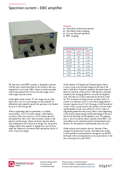 Specimen current EBIC amplifier