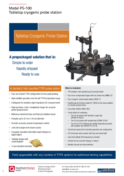 PS 100 Tabletop cryogenic probe station