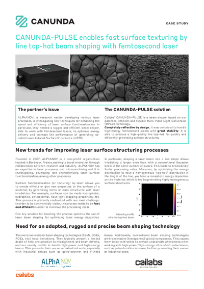 Case Study: CANUNDA-PULSE enables fast surface texturing by line top-hat beam shaping with femtosecond laser