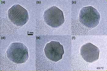 Morphologische Transformation eines Goldnanopartikels bei 450 C