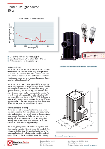 Deuterium light source 30 W