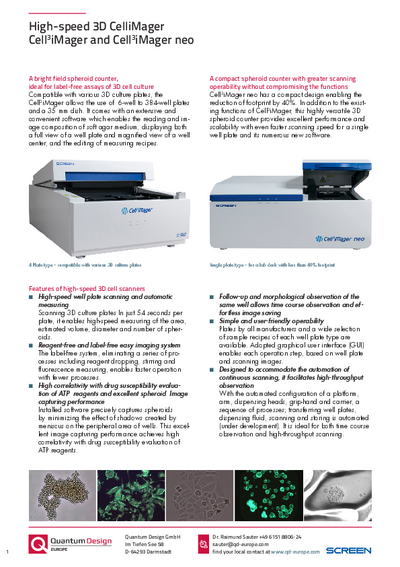 High-speed 3D cell imager brochure