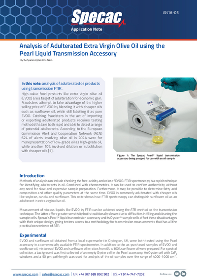 Analysis of Adulterated Extra Virgin Olive Oil