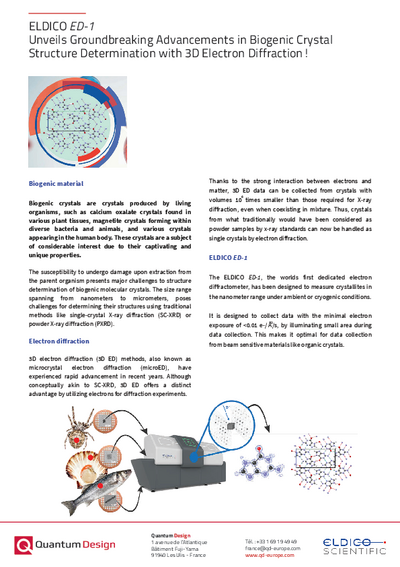 Groundbreaking Advancements in Biogenic Crystal Structure Determination with 3D Electron Diffraction