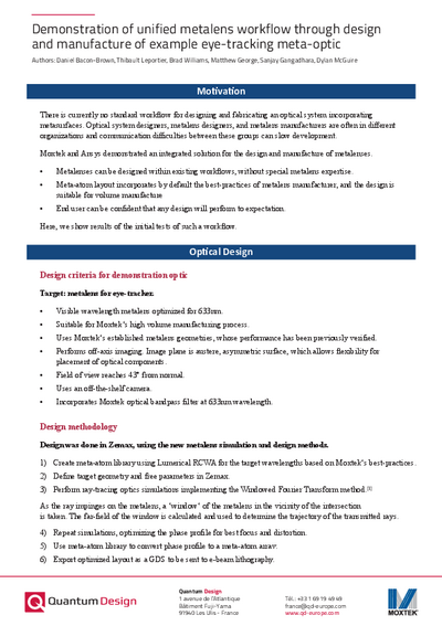 Demonstration of unified metalens workflow through design and manufacture
