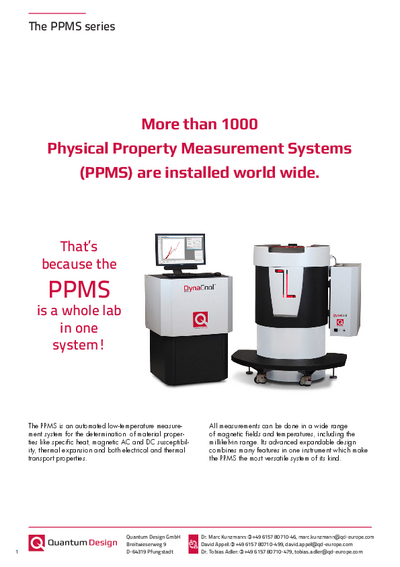 The PPMS series brochure