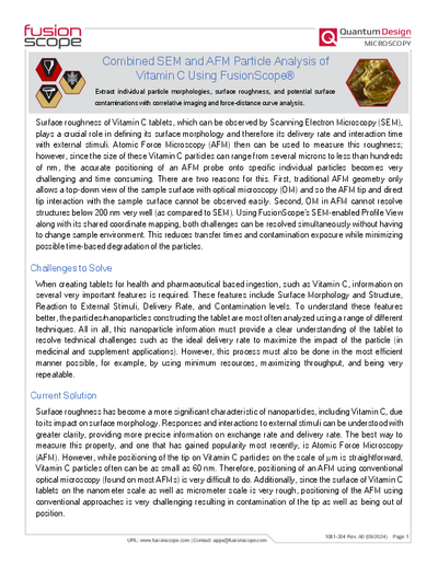 2024-09 – Combined SEM and AFM Particle Analysis of Vitamin C Using FusionScope