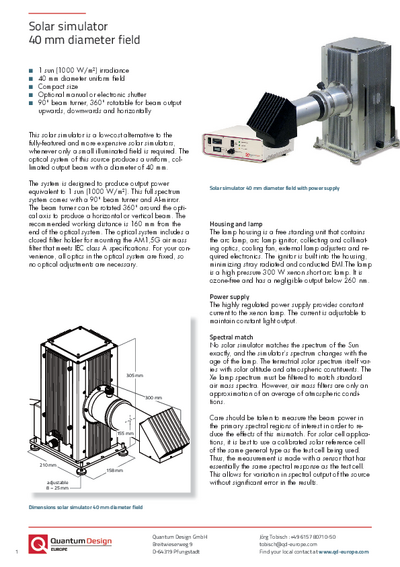 Solar simulator 40 mm Ø