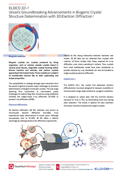 Groundbreaking Advancements in Biogenic Crystal Structure Determination with 3D Electron Diffraction