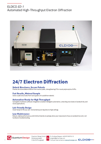 The world’s only dedicated horizontal electron diffractometer