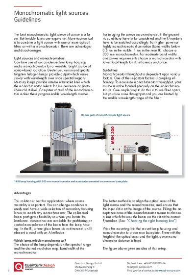 Monochromatic Light sources - guidelines