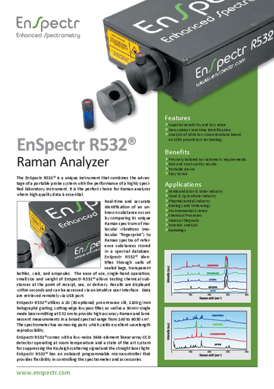 R532 Raman analyzer brochure