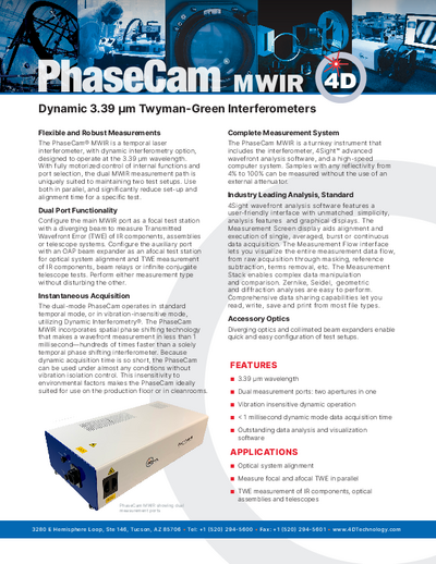 PhaseCam MWIR 3.39 Data Sheet