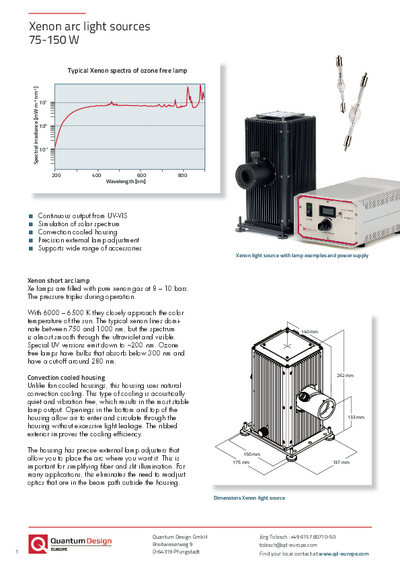 75-150 W Xenon arc light source