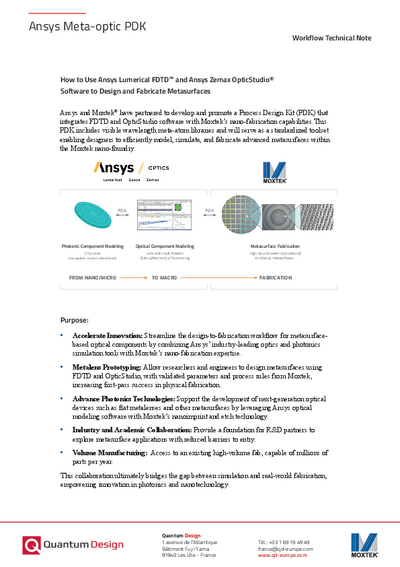 Ansys Meta-optic PDK Workflow Technical Note
