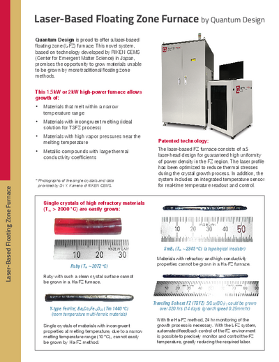 Laser based floating zone furnace
