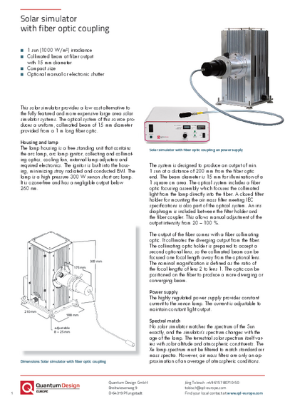 Solar simulator with fiber optic coupling