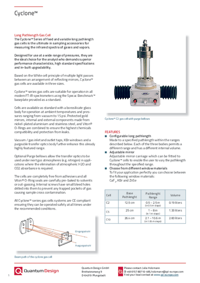 Cyclone Long Pathlength Gas Cell