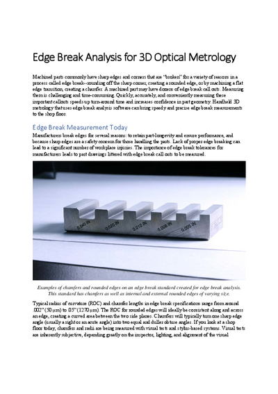 Edge Break Analysis on 3D Optical Metrology