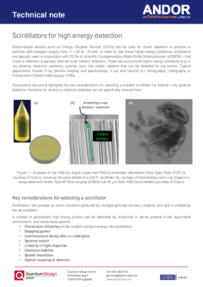 Scintillators for high energy detection