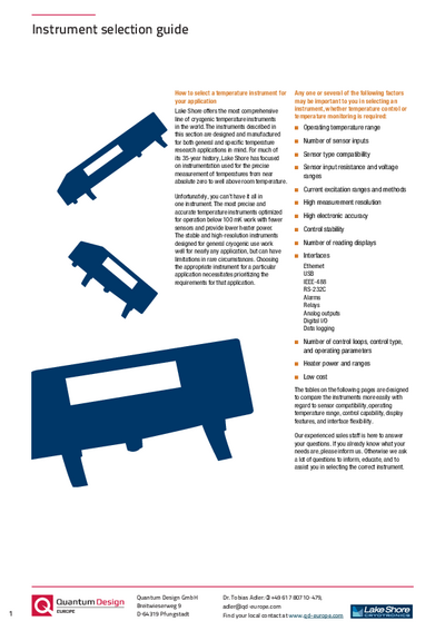 Instrument selection guide