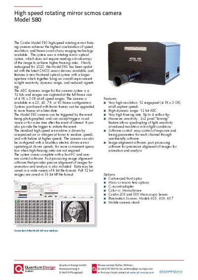 580 High-speed rotating mirror CCD