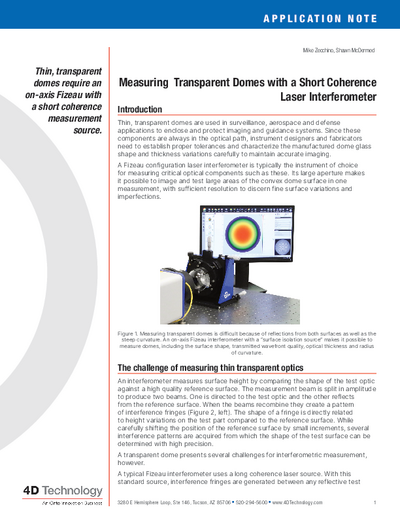 Measuring Transparent Domes with a Short Coherence Interferometer