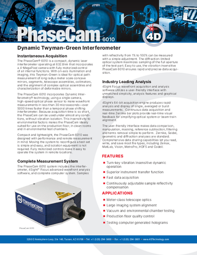 PhaseCam 6010 Data Sheet