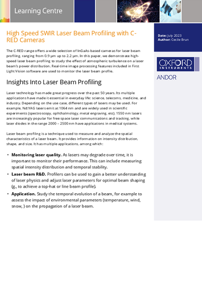 High Speed SWIR Laser Beam Profiling with C-RED Cameras