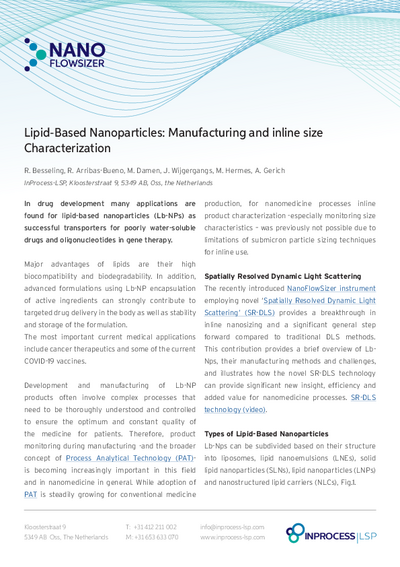  Lipid-Based Nanoparticles: Manufacturing and Inline Size Characterization