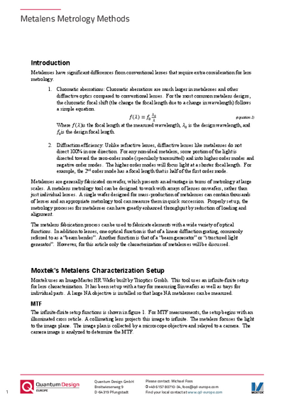 Metalens metrology methods