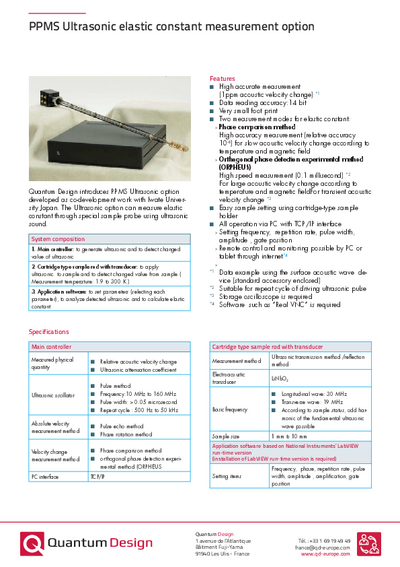 PPMS ultrasonic eleastic constant measurement option