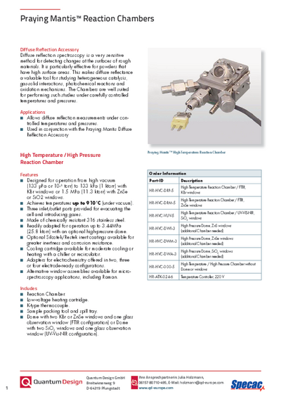 Diffuse Reflection Accessory – Praying Mantis Reaction Chambers