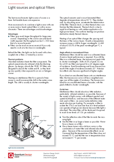 Light sources and optical filters