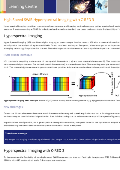 High Speed SWIR Hyperspectral Imaging with C-RED 3