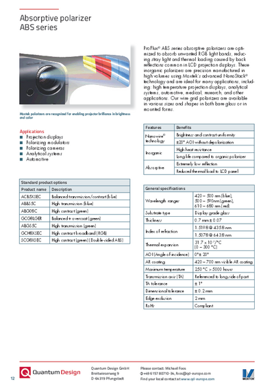 Absorptive polarizer ABS series