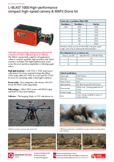 L-BLAST 1000 High-performance compact high-speed camera & MAP2 Drone kit