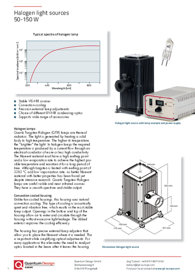 Halogen light source 50-150 W